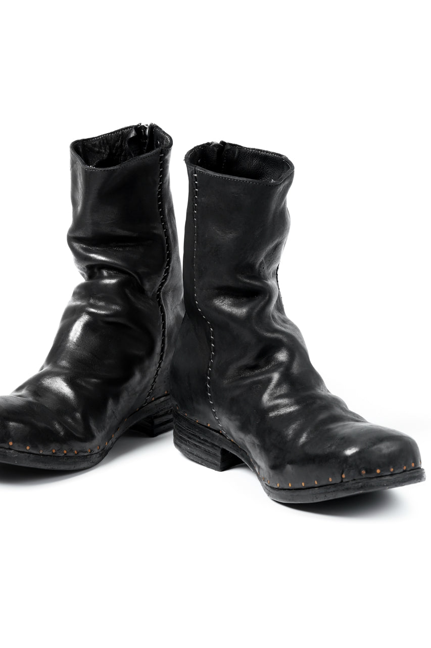 incarnation exclusive HORSE LEATHER NAILED BACK ZIP BOOTS (BLACK)