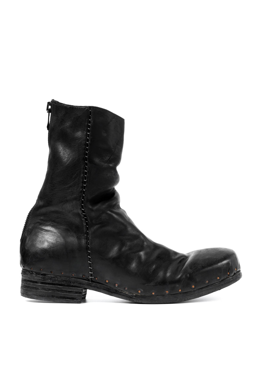 incarnation exclusive HORSE LEATHER NAILED BACK ZIP BOOTS (BLACK)