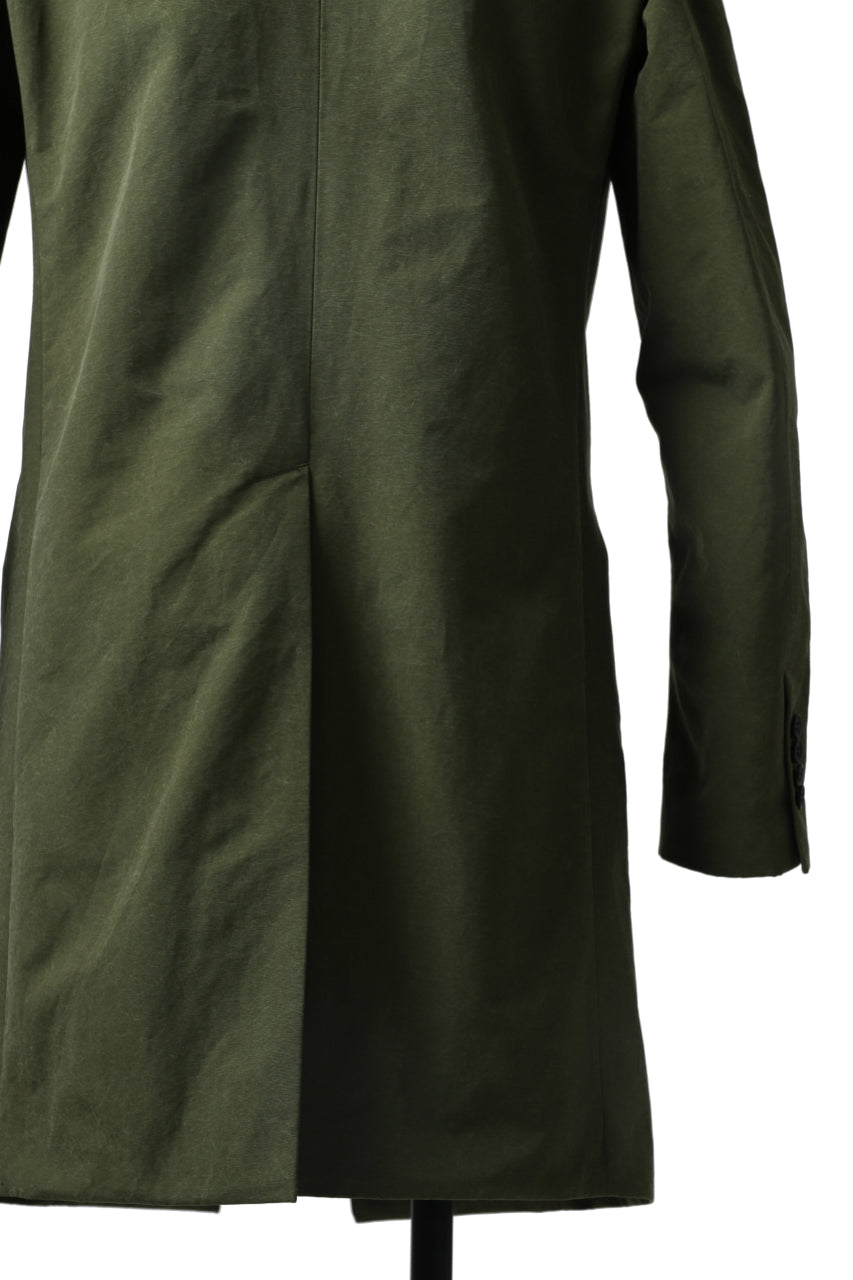 LEMURIA SEMI DOUBLE BREATHTED LONG JACKET / SALT SHRINKAGE GRUNGE CLOTH (KHAKI)