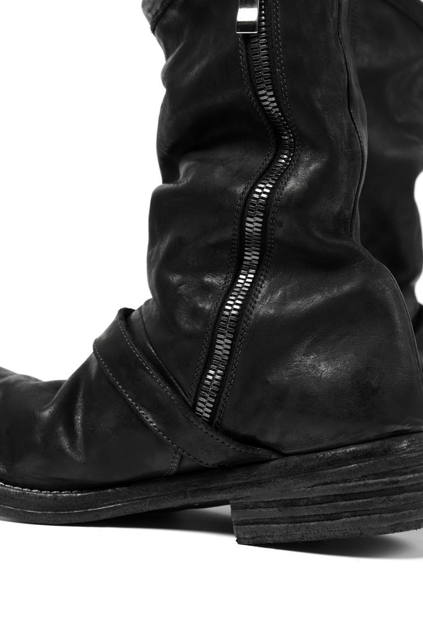 Load image into Gallery viewer, incarnation x LOOM exclusive HORSE LEATHER ENGINEER SIDE ZIP BOOTS (BLACK)