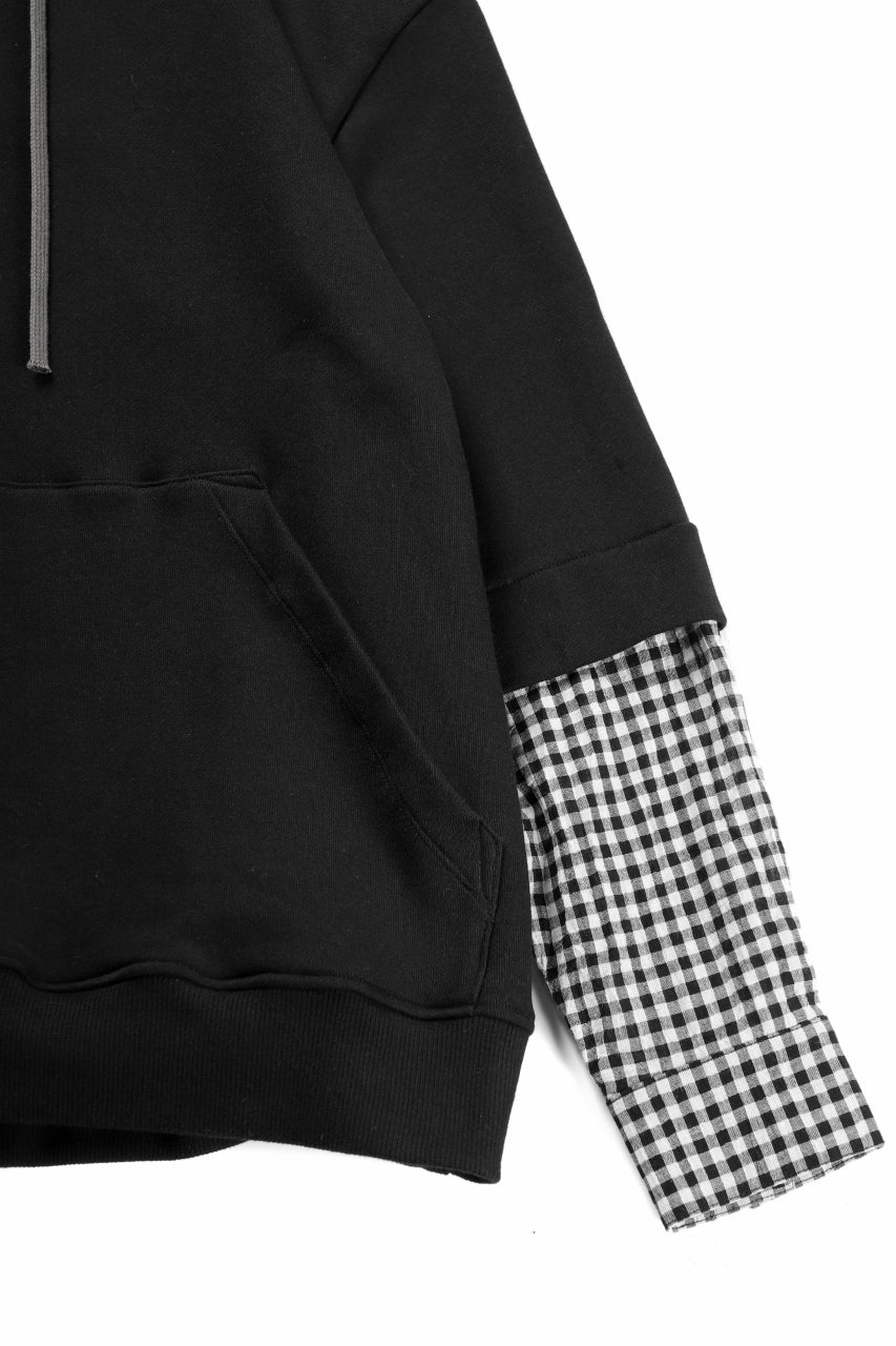 Load image into Gallery viewer, A.F ARTEFACT &quot;LAYERED&quot; SWEATER SHIRT HOODIE (BLACK x WHITE CHECK)