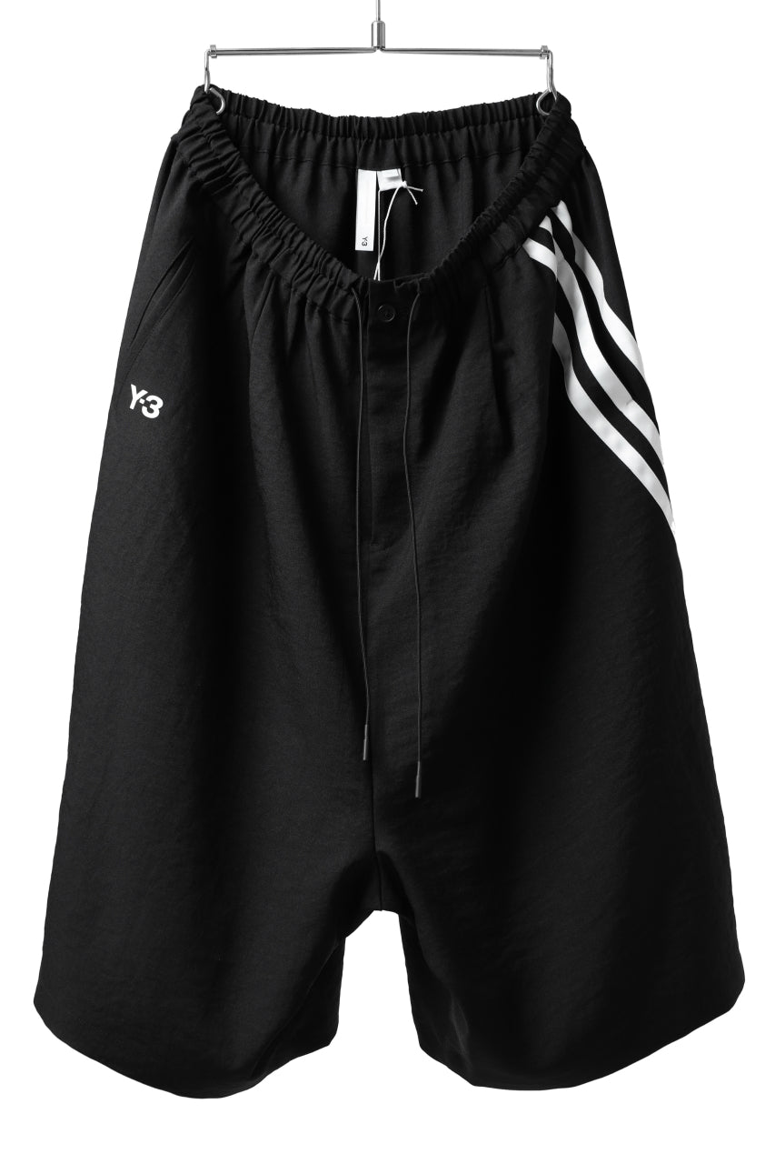 Y-3 Yohji Yamamoto ELEGANT 3 STP WIDE SHORTS / POLY TWILL (BLACK)