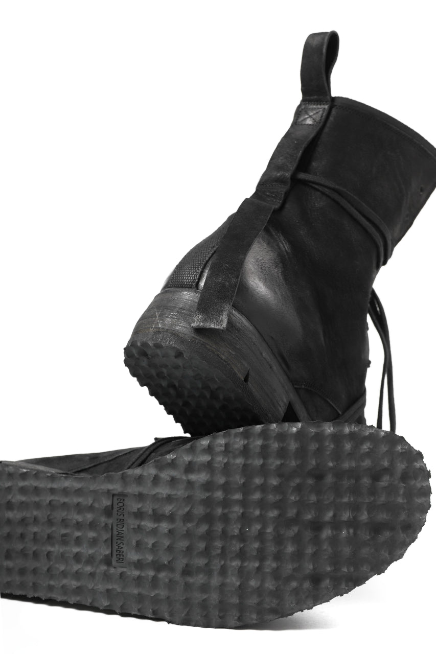 BORIS BIDJAN SABERI HORSE LEATHER LACE UP BOOTS / "BOOT2-SIN" (BLACK)