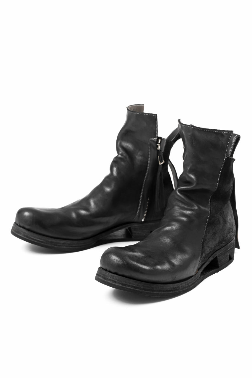 BORIS BIDJAN SABERI HORSE LEATHER SIDE ZIP BOOTS / OBJECT DYED & MOLDED 
