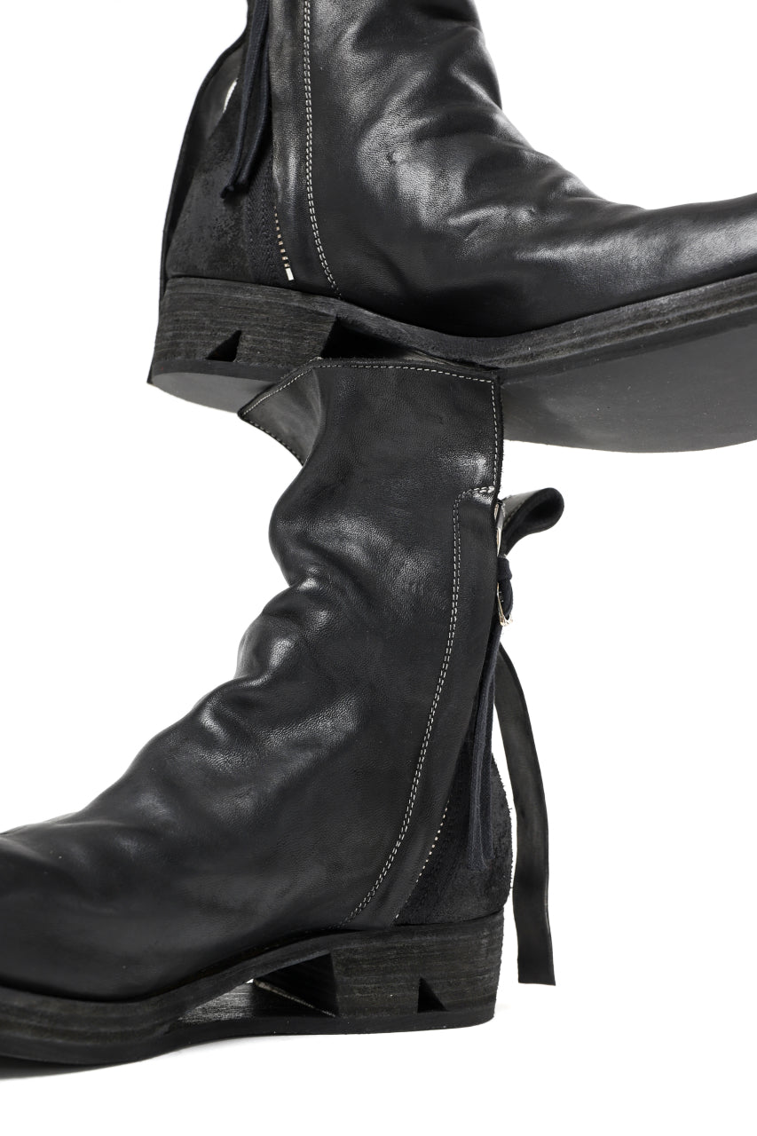 BORIS BIDJAN SABERI HORSE LEATHER SIDE ZIP BOOTS / OBJECT DYED & MOLDED "BOOT1-F2519M" (BLACK)