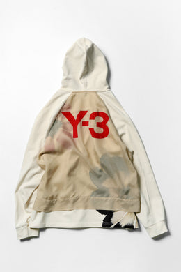 Y-3 Yohji Yamamoto LAYERED BACK LOGO HOODIE / FRENCH TERRY (MULTI BEIGE)