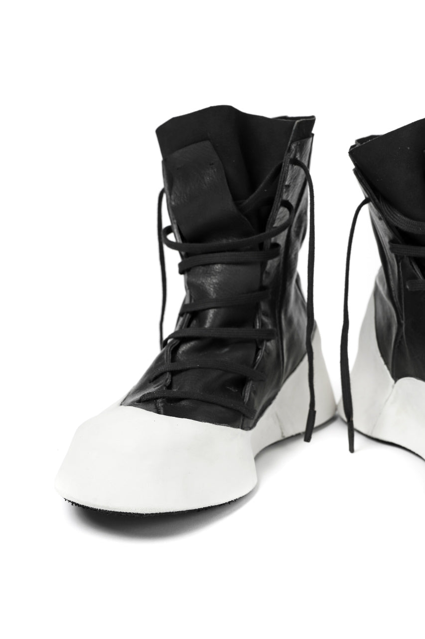 LEON EMANUEL BLANCK DISTORTION FEATHER WEIGHT HIGH TOP SNEAK BOOTS / GUIDI HORSE LEATHER (BLACK x WHITE)
