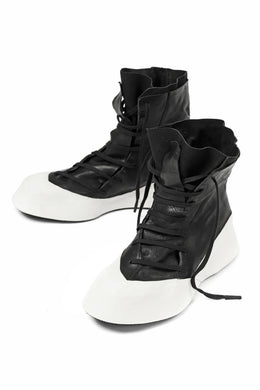 LEON EMANUEL BLANCK DISTORTION FEATHER WEIGHT HIGH TOP SNEAKER BOOTS / GUIDI HORSE LEATHER (BLACK x WHITE)