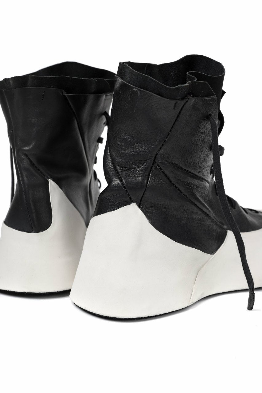 LEON EMANUEL BLANCK DISTORTION FEATHER WEIGHT HIGH TOP SNEAKER BOOT / GUIDI HORSE LEATHER (BLACK x WHITE)