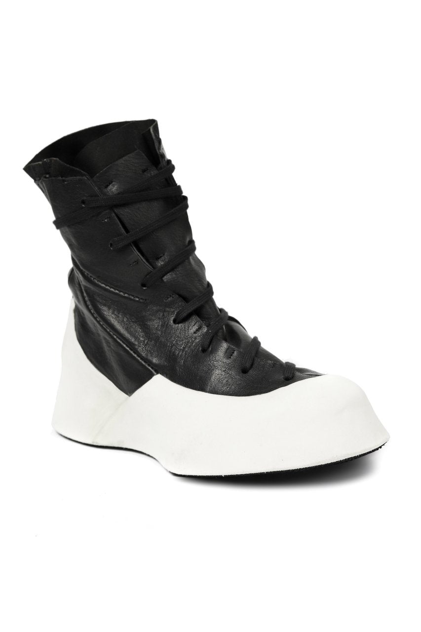 LEON EMANUEL BLANCK DISTORTION FEATHER WEIGHT HIGH TOP SNEAKER BOOT / GUIDI HORSE LEATHER (BLACK x WHITE)