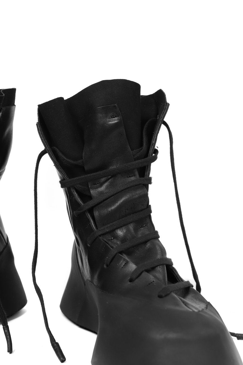 LEON EMANUEL BLANCK DISTORTION FEATHER WEIGHT HIGH TOP SNEAKER BOOTS / GUIDI HORSE LEATHER (BLACK x BLACK)
