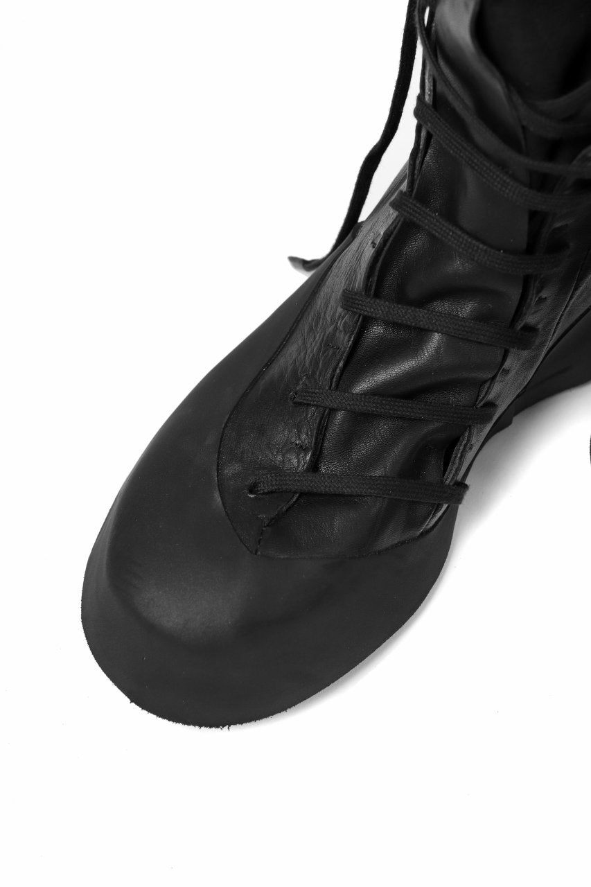 LEON EMANUEL BLANCK DISTORTION FEATHER WEIGHT HIGH TOP SNEAKER BOOT / GUIDI HORSE LEATHER (BLACK x BLACK)