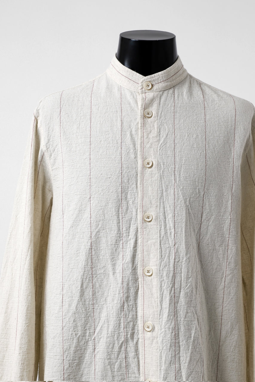 Load image into Gallery viewer, forme d&#39;expression Band Collared Shirt (Ecru+Red Chalk)
