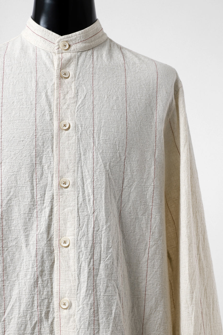 forme d'expression Band Collared Shirt (Ecru+Red Chalk)