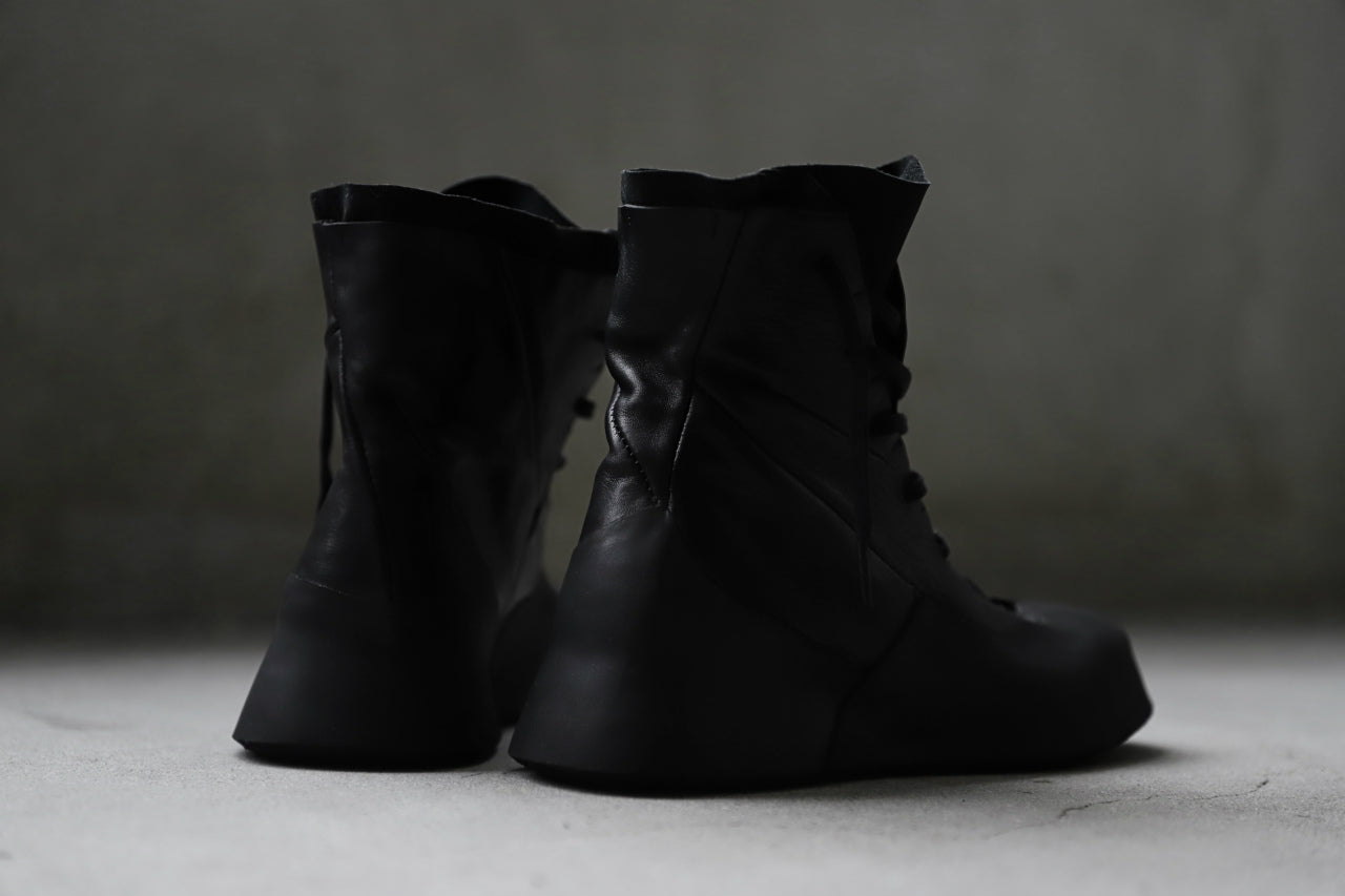 LEON EMANUEL BLANCK DISTORTION FEATHER WEIGHT HIGH TOP SNEAK BOOTS / GUIDI HORSE LEATHER (BLACK)