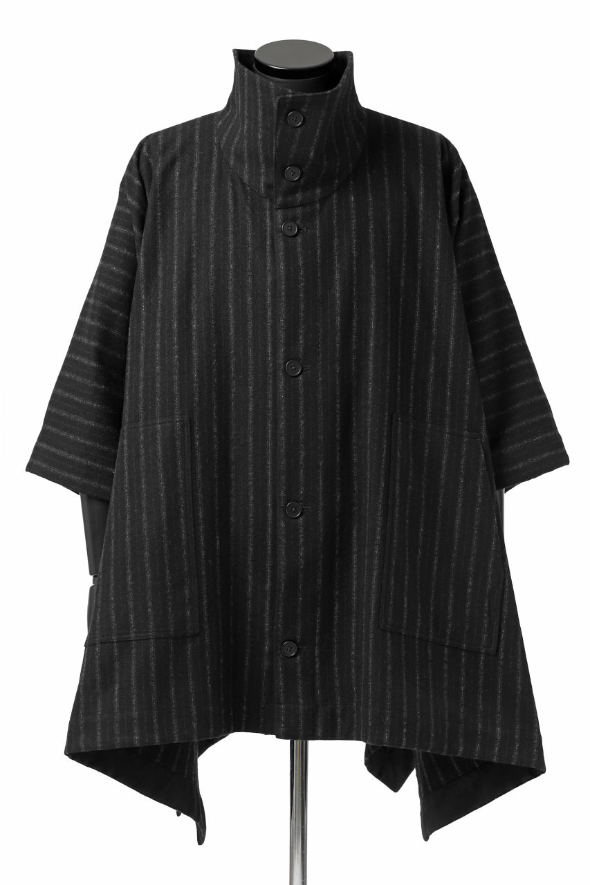 KLASICA MARGOT PONCHO COAT / WOOL FLANNEL (VINTAGE STRIPE)