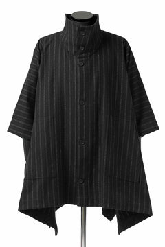 画像をギャラリービューアに読み込む, KLASICA MARGOT PONCHO COAT / WOOL FLANNEL (VINTAGE STRIPE)