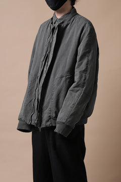 Load image into Gallery viewer, daub DYEING PADDED BOMBER JACKET / ELASTIC-COTTON (DARK GREY)