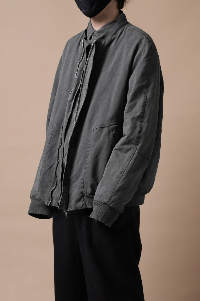 Load image into Gallery viewer, daub DYEING PADDED BOMBER JACKET / ELASTIC-COTTON (DARK GREY)