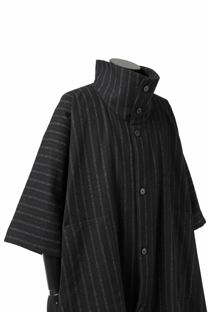 KLASICA MARGOT PONCHO COAT / WOOL FLANNEL (VINTAGE STRIPE)