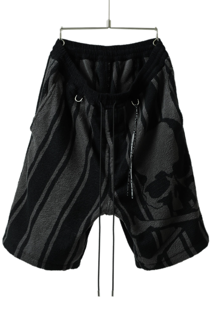 Load image into Gallery viewer, mastermind JAPAN STRIPED SHORT PANTS / PILE JERSEY (BLACK x GREY)