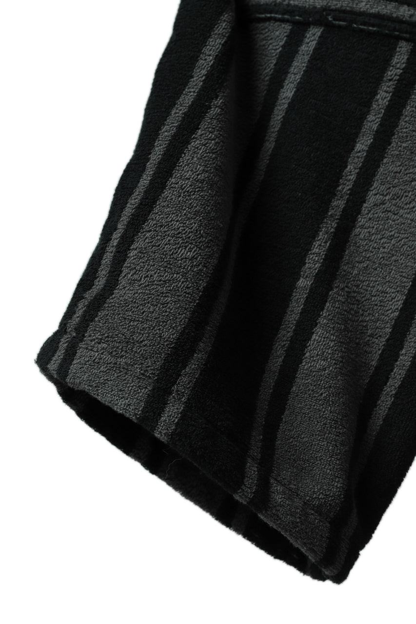 mastermind JAPAN STRIPED SHORT PANTS / PILE JERSEY (BLACK x GREY)