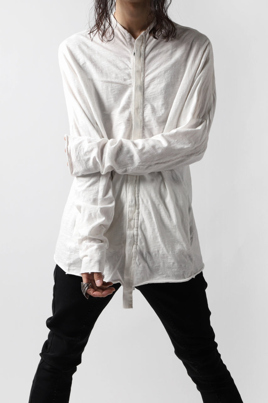 thomkrom NO COLLAR SHIRT/ JERSEY+WOVEN (OFF WHITE)