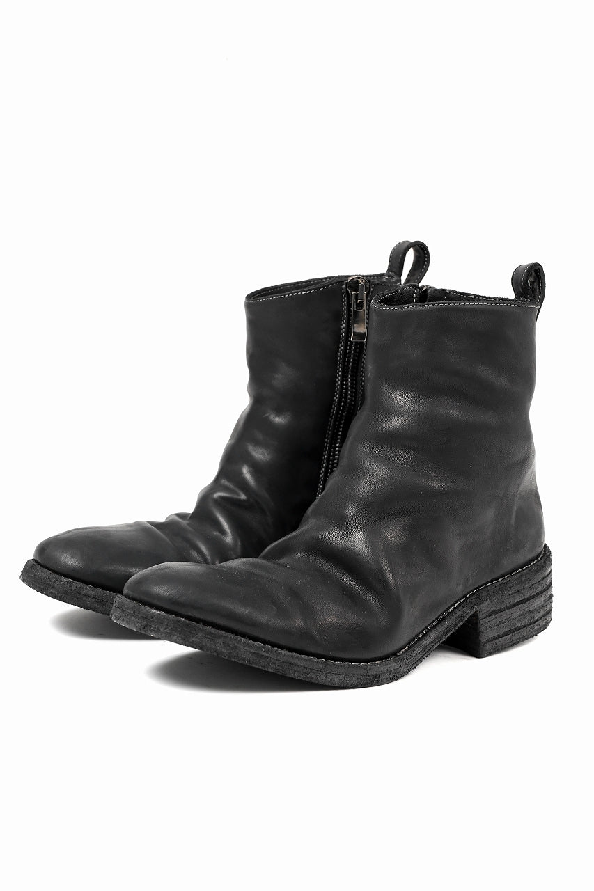 incarnation exclusive HORSE LEATHER SIDE ZIP BOOTS / PIECE DYED (BLACK)