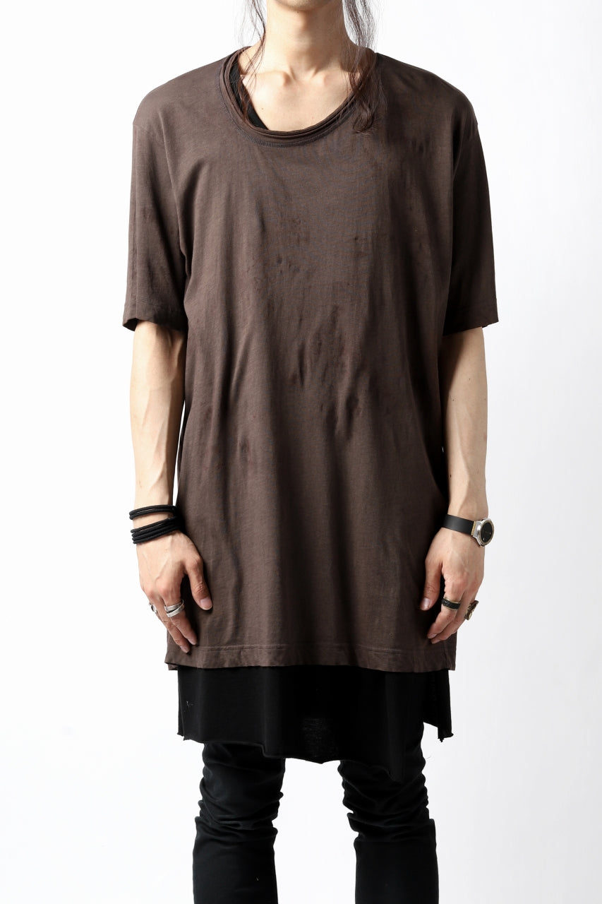 RUNDHOLZ DIP DISTORTED NECK T-SHIRT / DYED L.JERSEY (RUST)