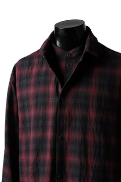 画像をギャラリービューアに読み込む, A.F ARTEFACT &quot;OMBRE&quot; LAYERED LONG CHECK SHIRT (BLACK x RED)