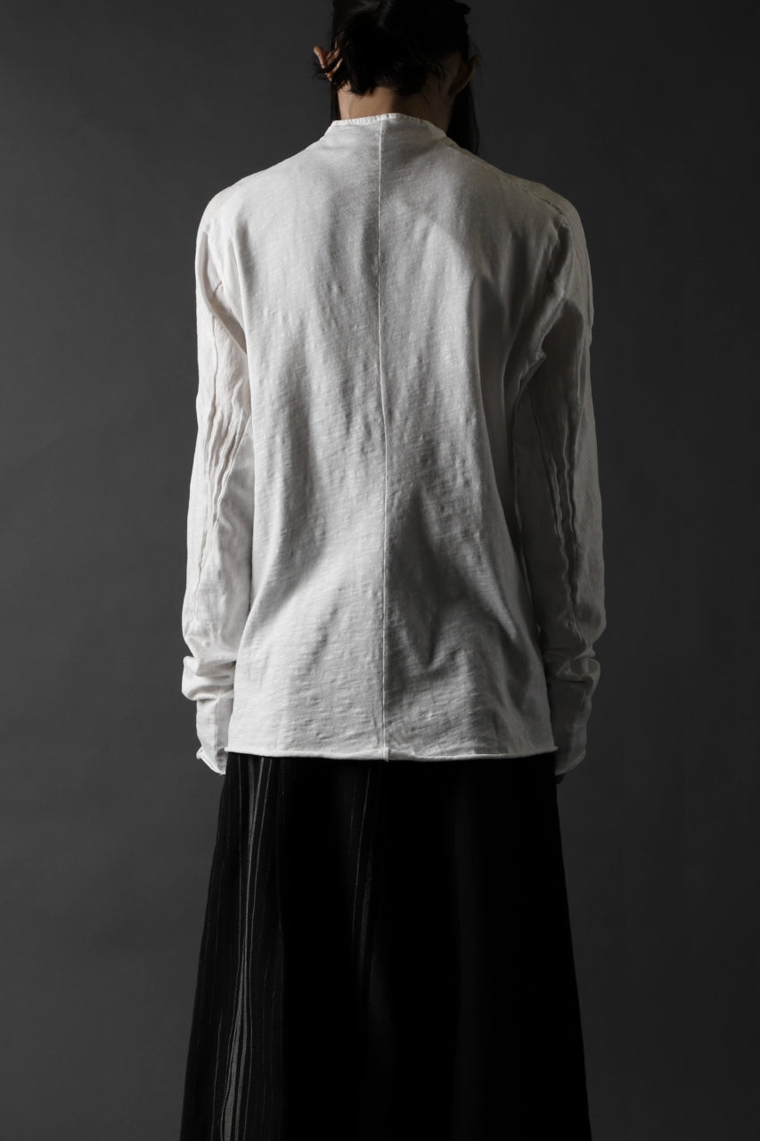 thomkrom NO COLLAR SHIRT/ JERSEY+WOVEN (OFF WHITE)