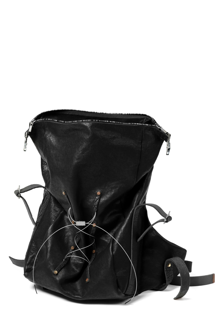 ierib roll top ruck sack #2 / Oiled Horse Leather (BLACK)