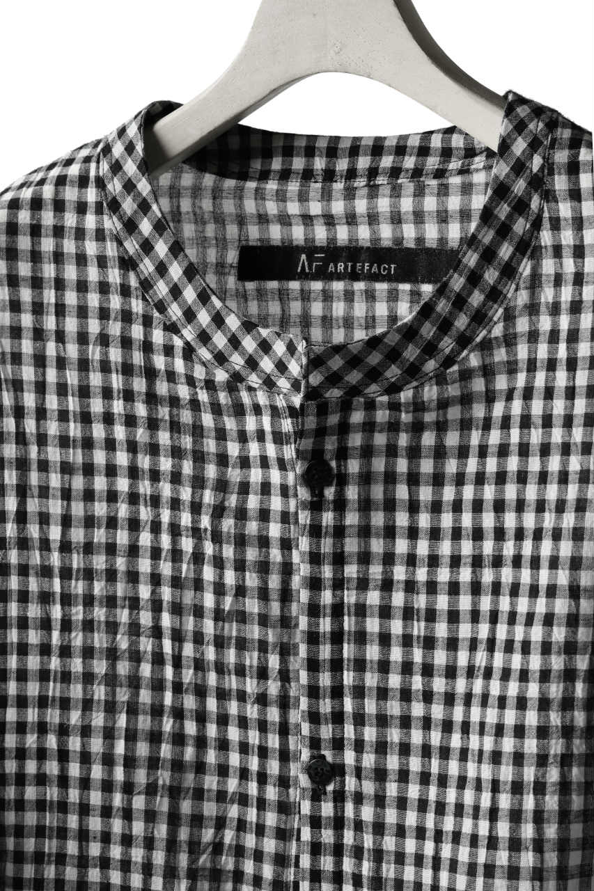 A.F ARTEFACT "MINIMAL" ROUND-NECK CHECK SHIRT (BLACK x WHITE)