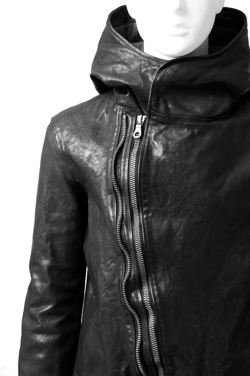 画像をギャラリービューアに読み込む, ISAMU KATAYAMA BACKLASH HOODED ZIPPER JACKET / ITALY-SHOULDER OBJECT DYED (BLACK)