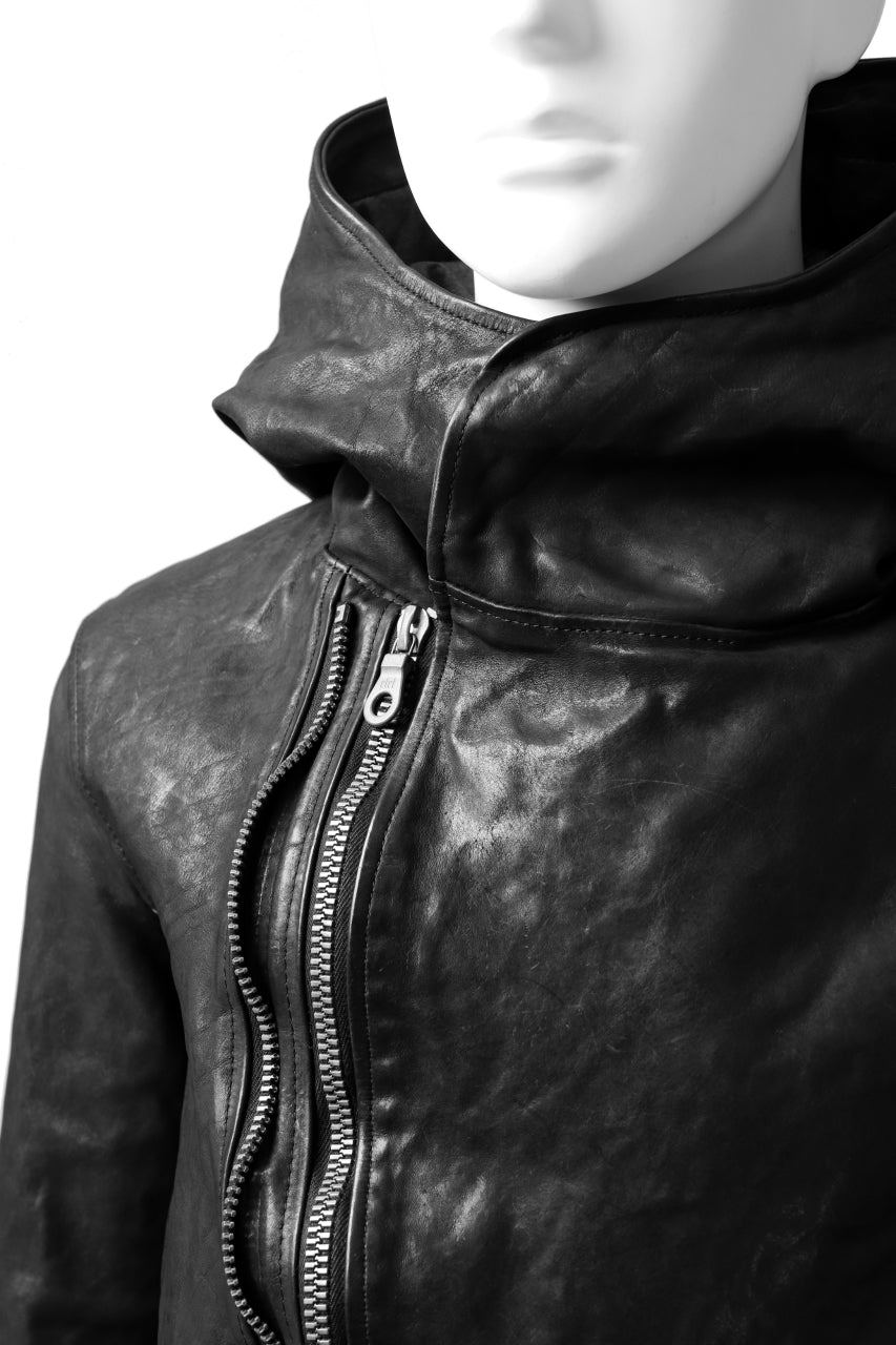 ISAMU KATAYAMA BACKLASH HOODED ZIPPER JACKET / ITALY-SHOULDER OBJECT DYED (BLACK)