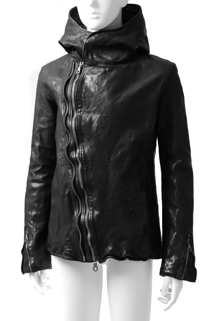 ISAMU KATAYAMA BACKLASH HOODED ZIPPER JACKET / ITALY-SHOULDER OBJECT DYED (BLACK)