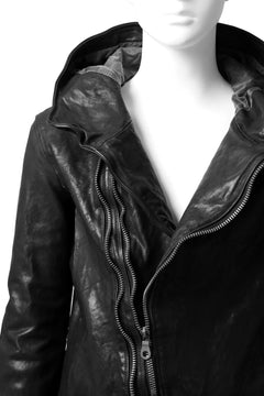 画像をギャラリービューアに読み込む, ISAMU KATAYAMA BACKLASH HOODED ZIPPER JACKET / ITALY-SHOULDER OBJECT DYED (BLACK)