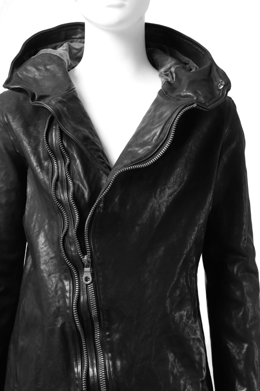 画像をギャラリービューアに読み込む, ISAMU KATAYAMA BACKLASH HOODED ZIPPER JACKET / ITALY-SHOULDER OBJECT DYED (BLACK)