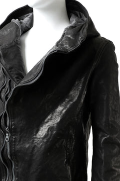 画像をギャラリービューアに読み込む, ISAMU KATAYAMA BACKLASH HOODED ZIPPER JACKET / ITALY-SHOULDER OBJECT DYED (BLACK)