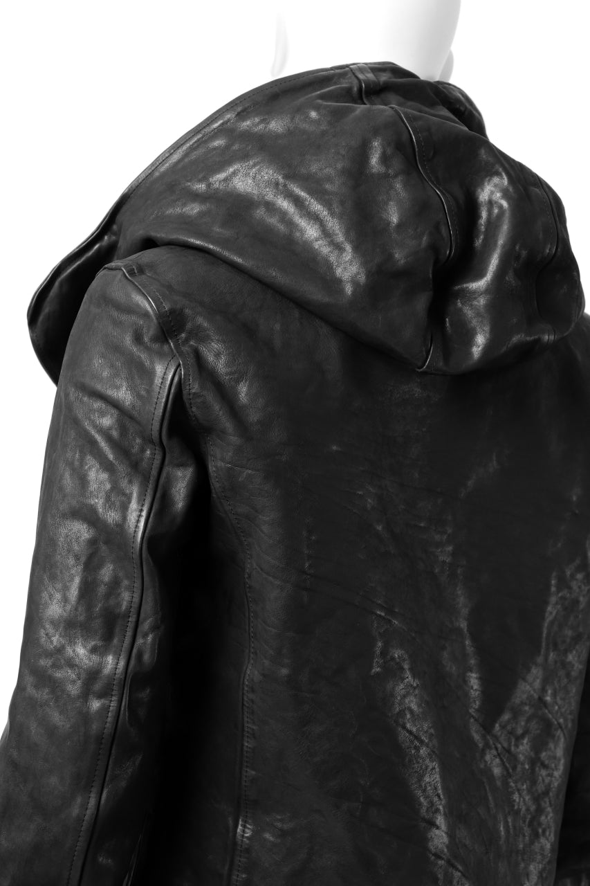 画像をギャラリービューアに読み込む, ISAMU KATAYAMA BACKLASH HOODED ZIPPER JACKET / ITALY-SHOULDER OBJECT DYED (BLACK)