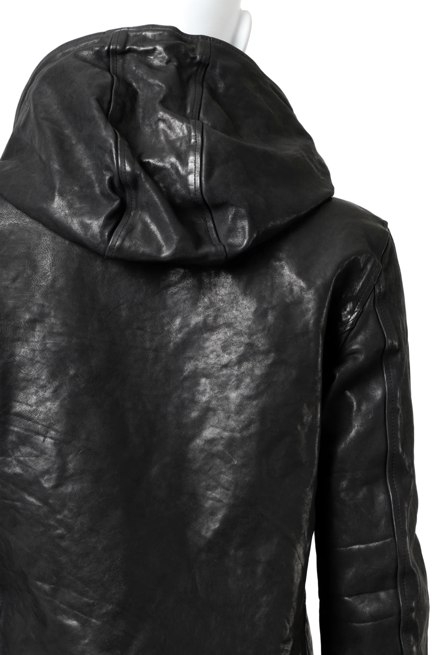 ISAMU KATAYAMA BACKLASH HOODED ZIPPER JACKET / ITALY-SHOULDER OBJECT DYED (BLACK)