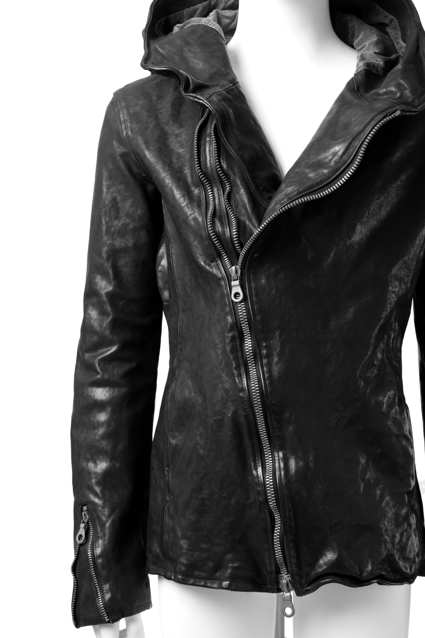 ISAMU KATAYAMA BACKLASH HOODED ZIPPER JACKET / ITALY-SHOULDER OBJECT DYED (BLACK)