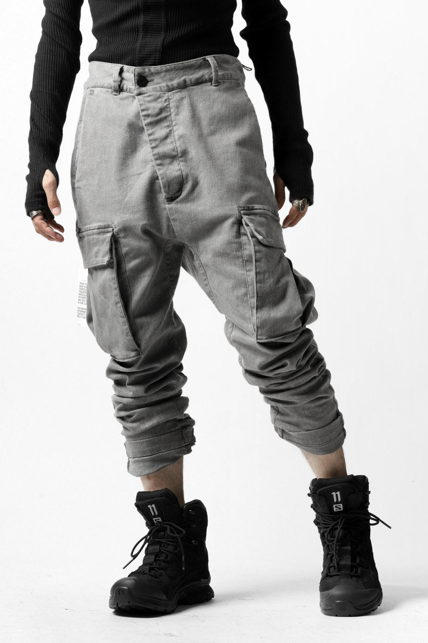 11 BY BORIS BIDJAN SABERI CARGO POCKET PANT "P21B-F1451" (STRETCH DENIM / USED GREY)