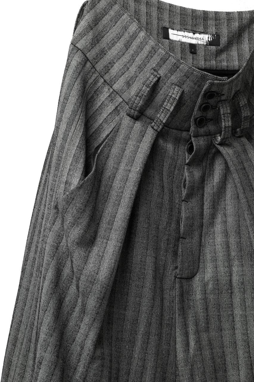 画像をギャラリービューアに読み込む, SOSNOVSKA exclusive CLOWN STYLE PANTS / HERRINGBONE WOOL STRETCH (GREY STRIPE)