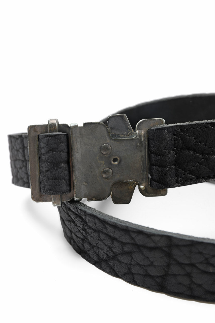 ierib safety buckle belt / shrunken rough bull (BLACK)