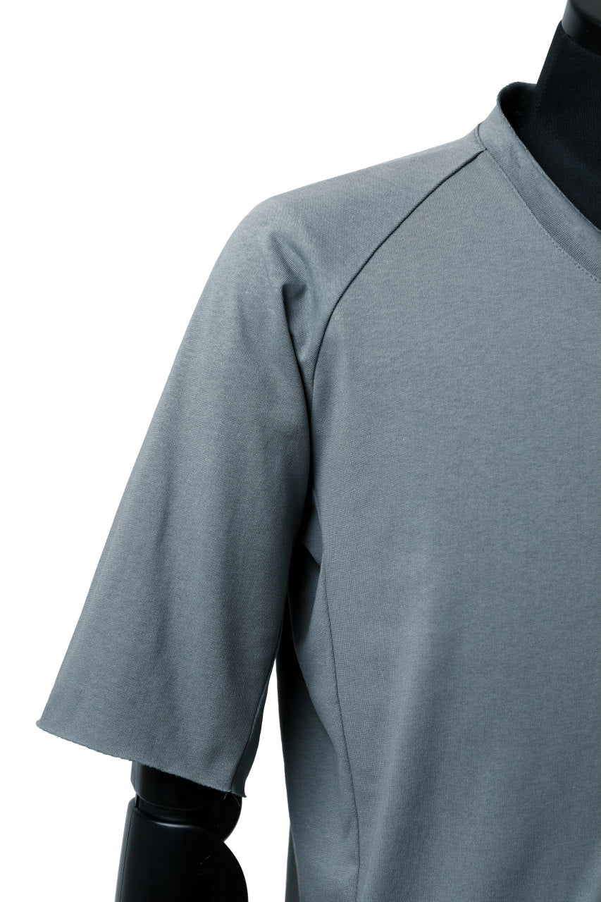 ierib raw edge Tee type-H  / light jersey (BLUE GREY)