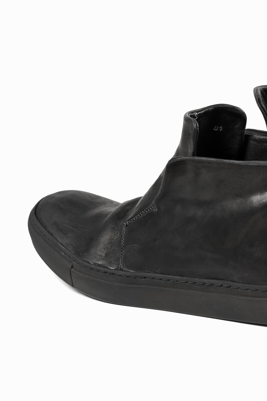 incarnation exclusive HIDDEN LACED SNEAKER / HORSE FULL GRAIN (PIECE DYED ALL BLACK)