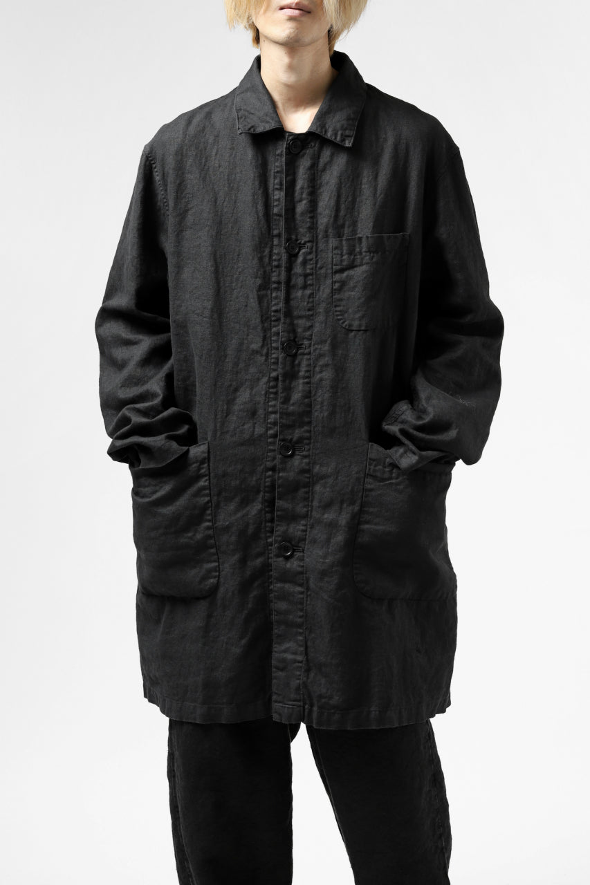 ISAMU KATAYAMA BACKLASH WORK COAT / GARMENT NATURAL DYED LINEN (SUMI)