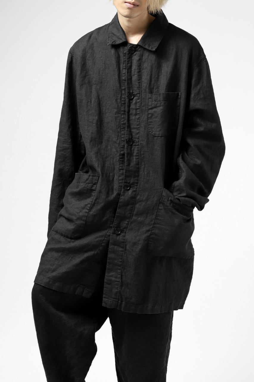 ISAMU KATAYAMA BACKLASH WORK COAT / GARMENT NATURAL DYED LINEN (SUMI)