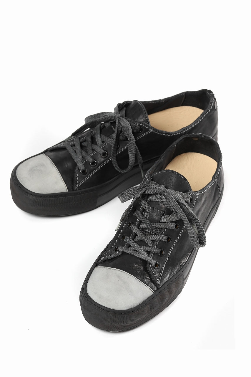 incarnation exclusive LOW CUT LACE UP SNEAKER / HORSE FULL GRAIN (PIECE DYED BLACK)